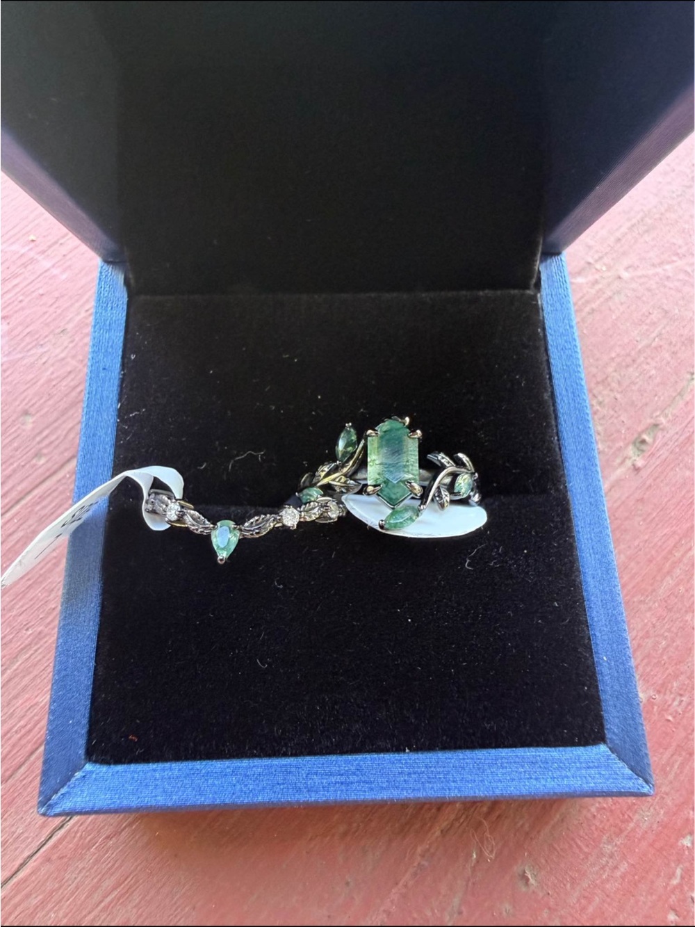 Ring Set Moss Agate Stone